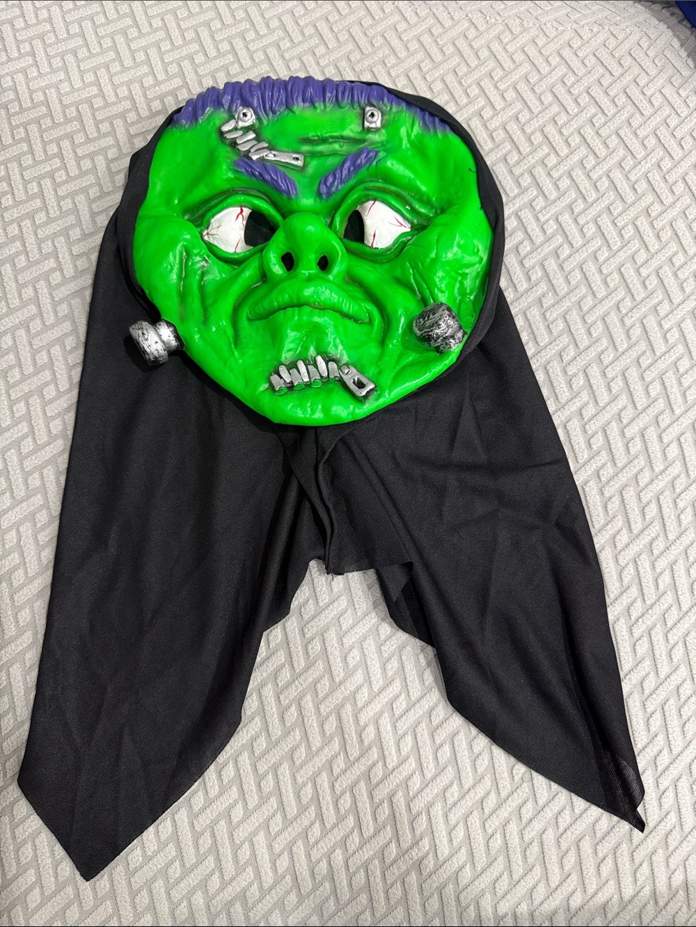 Green Monster Halloween Frankenstein Hooded Mask - Playful Costume Accessory